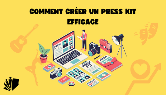 Illustration d'un artiste qui crée son EPK (electronic press kit)