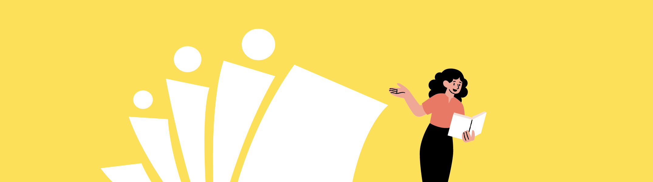 Illustration d'une artiste du spectacle vivant qui utilisent les guides de Prospectacles pour promouvoir ses spectacles