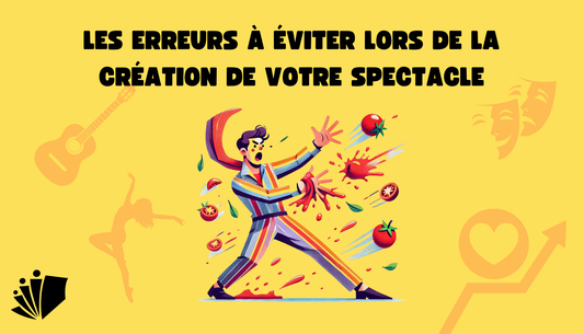 Illustration d'un artiste du spectacle vivant qui esquive les tomates jetées